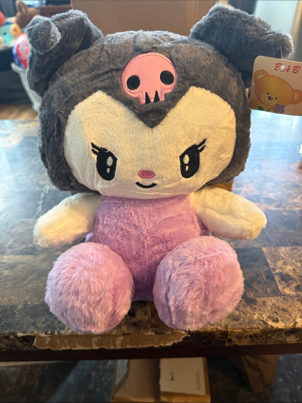 Kuromi Cute Plush Character Toy - Gray & Pink Soft Stuffed Animal